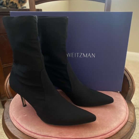 Stuart Weitzman Axiom Black Heeled Booties - Picture 6 of 11